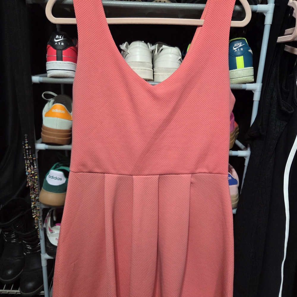 Vibrant Coral Textured Dress. Size Large